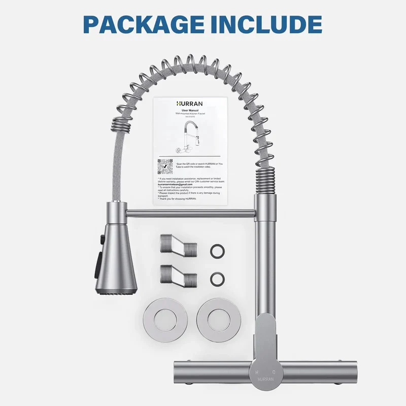 High End Wall Mounted Kitchen Faucet Featuring Three Flexible Spray Settings Stream Sprayer And Sweep For Heavy Duty Commercial Utility Sink Installations That Deliver Foolproof Usage And Tough As Nails Reliability For Real World Job Sites