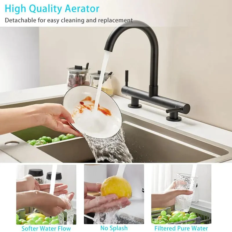 Real Deal Kitchen Mixer Tap Featuring A Badass 360 Swivel Spout Plus Dual Lever Handles Heavy Duty Brass Build With Slick Chrome Finish Deck Mounted Design Perfect For 180mm Hole Spacing Smooth Water Flow