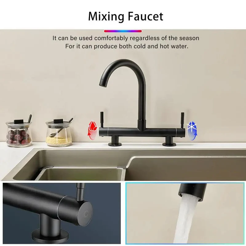 Real Deal Kitchen Mixer Tap Featuring A Badass 360 Swivel Spout Plus Dual Lever Handles Heavy Duty Brass Build With Slick Chrome Finish Deck Mounted Design Perfect For 180mm Hole Spacing Smooth Water Flow