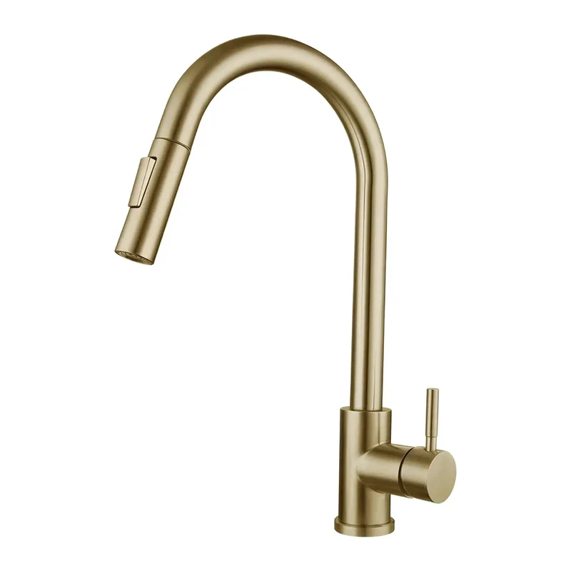 Zero Hassle Dual Spray Kitchen Faucet Featuring A Slick 360 Degree Swivel Spout And Easy Toggle Lever For Chores Lite Cleanup Crafted From Beefy 304 Stainless Steel With Sharp Gold Caps For Any Quick Kitchen Refresh Or Serious Home Upgrade