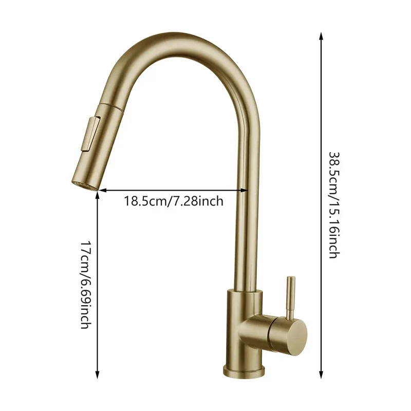Zero Hassle Dual Spray Kitchen Faucet Featuring A Slick 360 Degree Swivel Spout And Easy Toggle Lever For Chores Lite Cleanup Crafted From Beefy 304 Stainless Steel With Sharp Gold Caps For Any Quick Kitchen Refresh Or Serious Home Upgrade