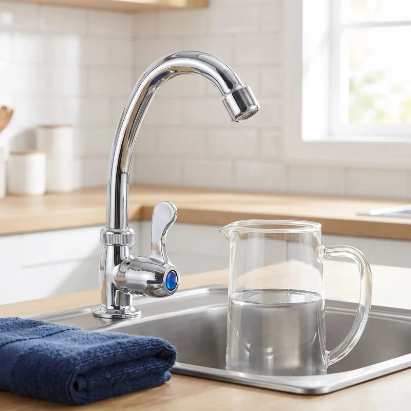 No Nonsense Countertop Kitchen Sink Tap With Vertical Plastic Design And Adjustable Flow For Tight Rental Spaces Lightweight Two Centimeter Mount Base Faucet