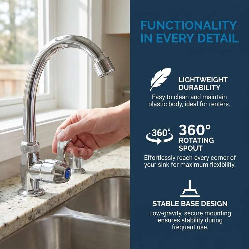 Compact Plastic Kitchen Sink Faucet With Vertical Single Handle And Ultra Slim Two Inch Base Ideal For Tight Kitchens No Sweat Diy Countertop Swap For Rentals Or Apartments