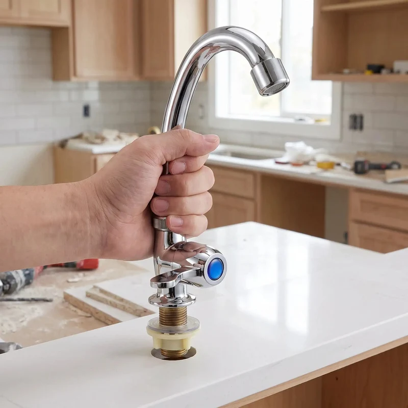 Compact Plastic Kitchen Sink Faucet With Vertical Single Handle And Ultra Slim Two Inch Base Ideal For Tight Kitchens No Sweat Diy Countertop Swap For Rentals Or Apartments