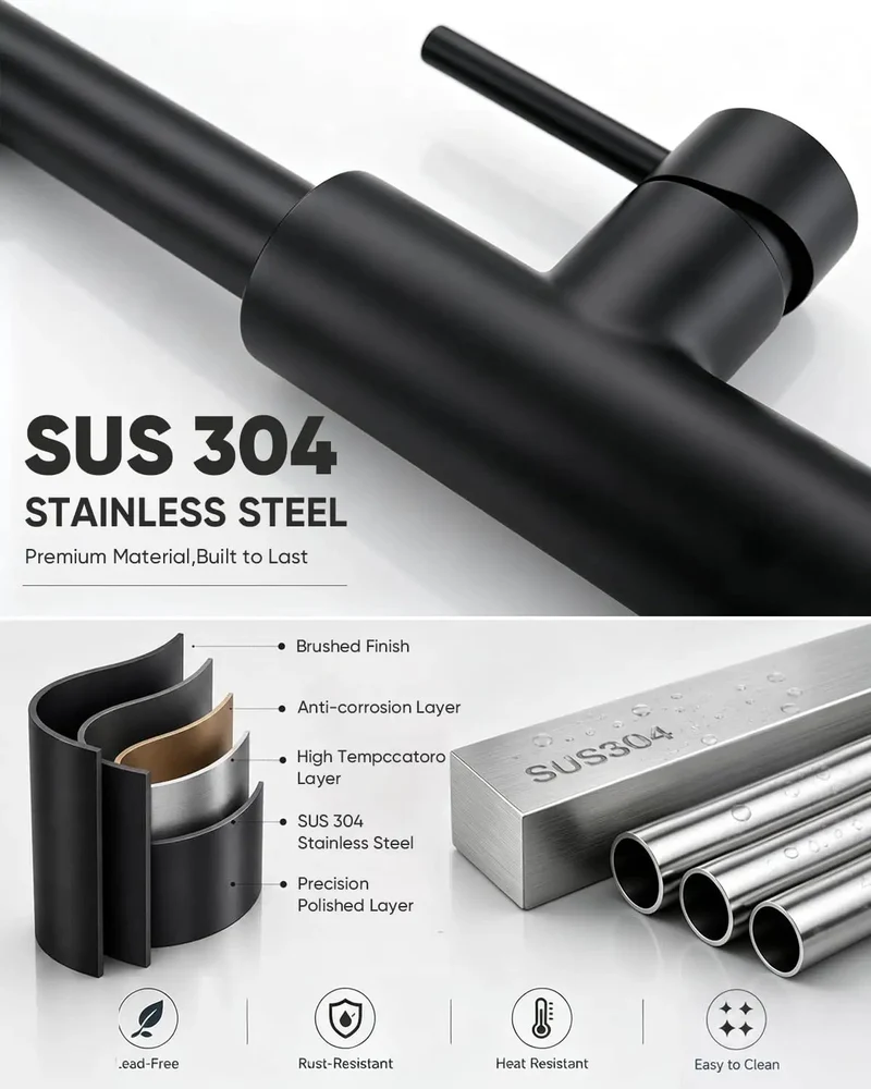 Sleek Black High Arc Kitchen Faucet Featuring A Hella Smooth Pull Down Sprayer, Single Handle Control, No Fuss Deck Mount Setup, Heavy Duty Reliability, And Quick Clean Up For Modern Kitchens