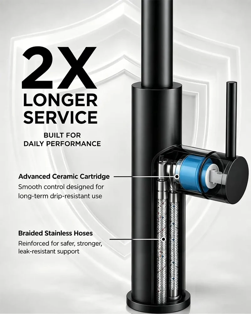Sleek Black High Arc Kitchen Faucet Featuring A Hella Smooth Pull Down Sprayer, Single Handle Control, No Fuss Deck Mount Setup, Heavy Duty Reliability, And Quick Clean Up For Modern Kitchens