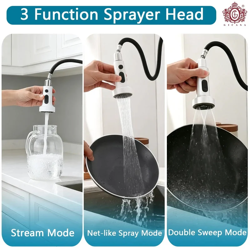 Top Shelf Kitchen Faucet High Arc Pull Down Sprayer Hella Durable White Finish Smooth Operator Single Handle Swivels For One Or Three Hole Setup Easy Peasy Install For Farmhouse Decks