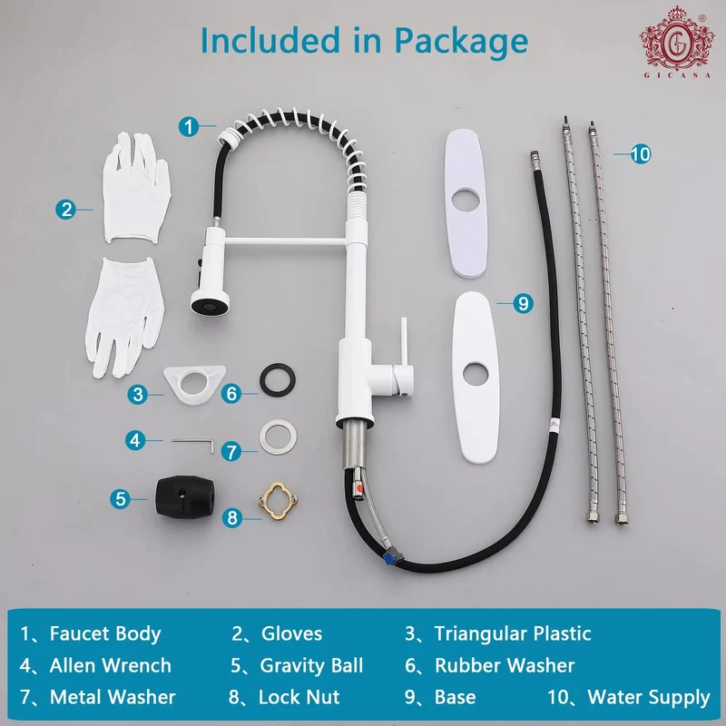 Top Shelf Kitchen Faucet High Arc Pull Down Sprayer Hella Durable White Finish Smooth Operator Single Handle Swivels For One Or Three Hole Setup Easy Peasy Install For Farmhouse Decks