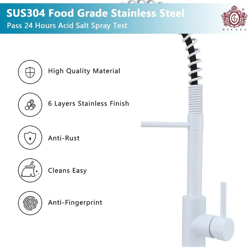 Top Shelf Kitchen Faucet High Arc Pull Down Sprayer Hella Durable White Finish Smooth Operator Single Handle Swivels For One Or Three Hole Setup Easy Peasy Install For Farmhouse Decks