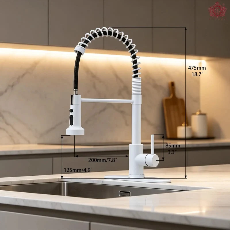 Top Shelf Kitchen Faucet High Arc Pull Down Sprayer Hella Durable White Finish Smooth Operator Single Handle Swivels For One Or Three Hole Setup Easy Peasy Install For Farmhouse Decks