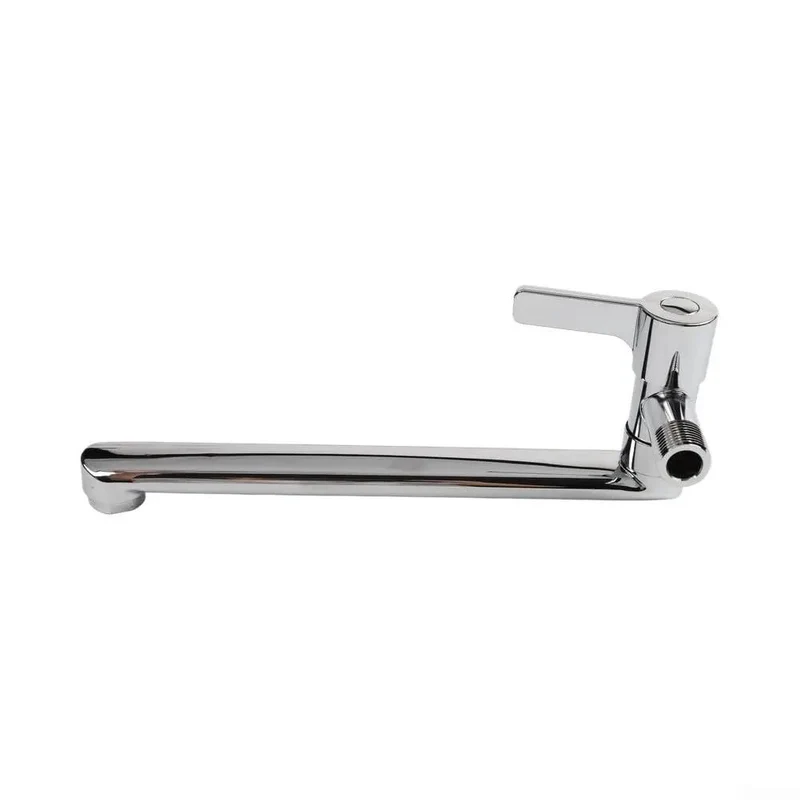Heavy Duty Wall Mounted Kitchen Faucet Featuring A Long Rotating Spout Built Tough For Cold Water Utility And Mop Sink Cleanup Done Right In Sharp 304 Stainless Steel