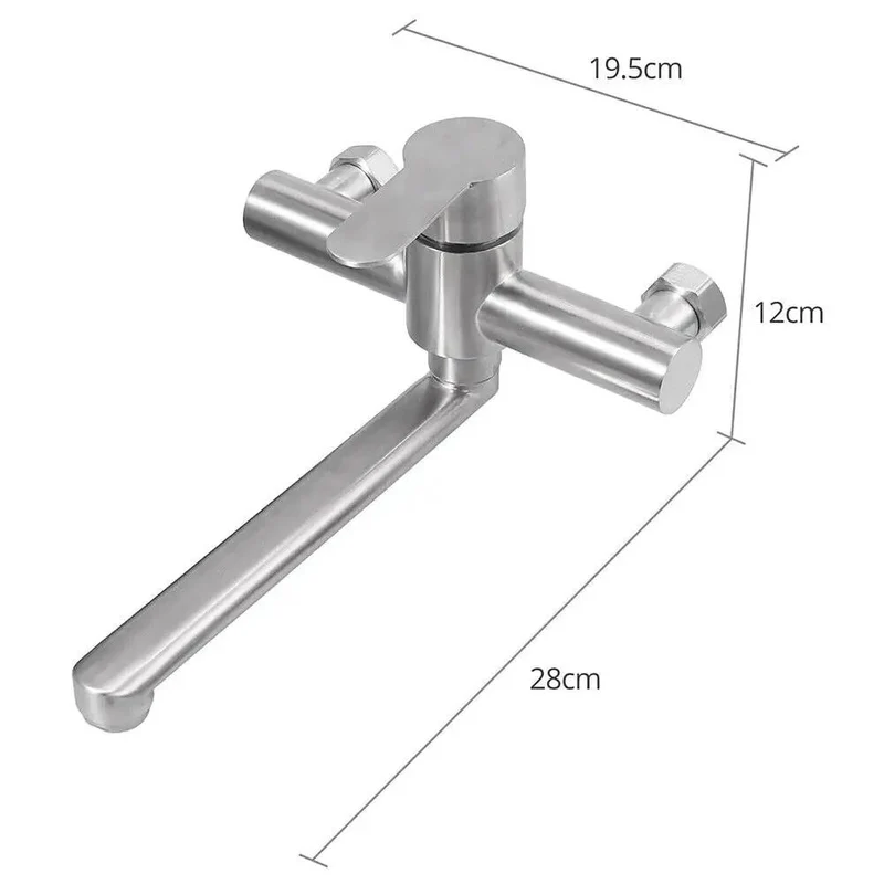 Slick Wall Mounted Kitchen Sink Faucet Featuring A Smooth 360 Swivel Spout Single Handle Stainless Steel Mixer Tap Built Tough For Effortless Cleanup And Everyday Kitchen Upgrade Wins