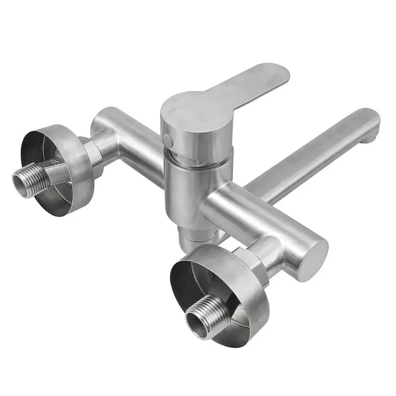Slick Wall Mounted Kitchen Sink Faucet Featuring A Smooth 360 Swivel Spout Single Handle Stainless Steel Mixer Tap Built Tough For Effortless Cleanup And Everyday Kitchen Upgrade Wins