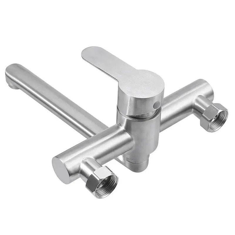 Slick Wall Mounted Kitchen Sink Faucet Featuring A Smooth 360 Swivel Spout Single Handle Stainless Steel Mixer Tap Built Tough For Effortless Cleanup And Everyday Kitchen Upgrade Wins