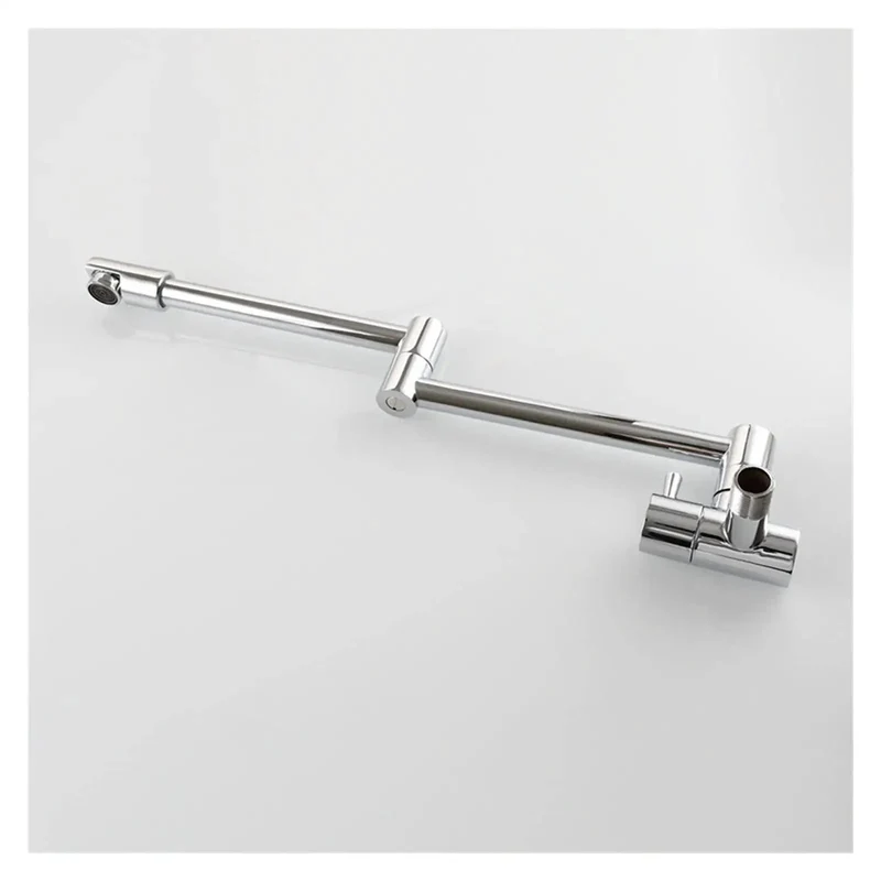 Solid Brass Wall Mount Kitchen Faucet With Smooth Rotating Foldable Chrome Spout Single Hole Mixer Heavy Duty Build Rock Solid Construction Game Changer For Deep Sink Cleaning Tasks