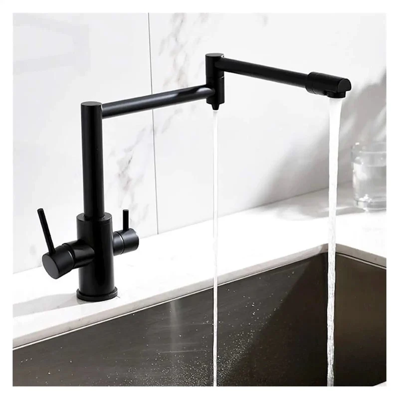 High Arc Kitchen Sink Faucet In Brushed Brass With Retractable Pull Down Sprayer And Three Way Filtered Hot Cold Mixer Space Savvy Design That Slaps It Clean Whenever You Need It Most
