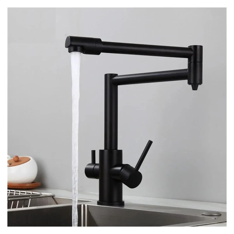 High Arc Kitchen Sink Faucet In Brushed Brass With Retractable Pull Down Sprayer And Three Way Filtered Hot Cold Mixer Space Savvy Design That Slaps It Clean Whenever You Need It Most
