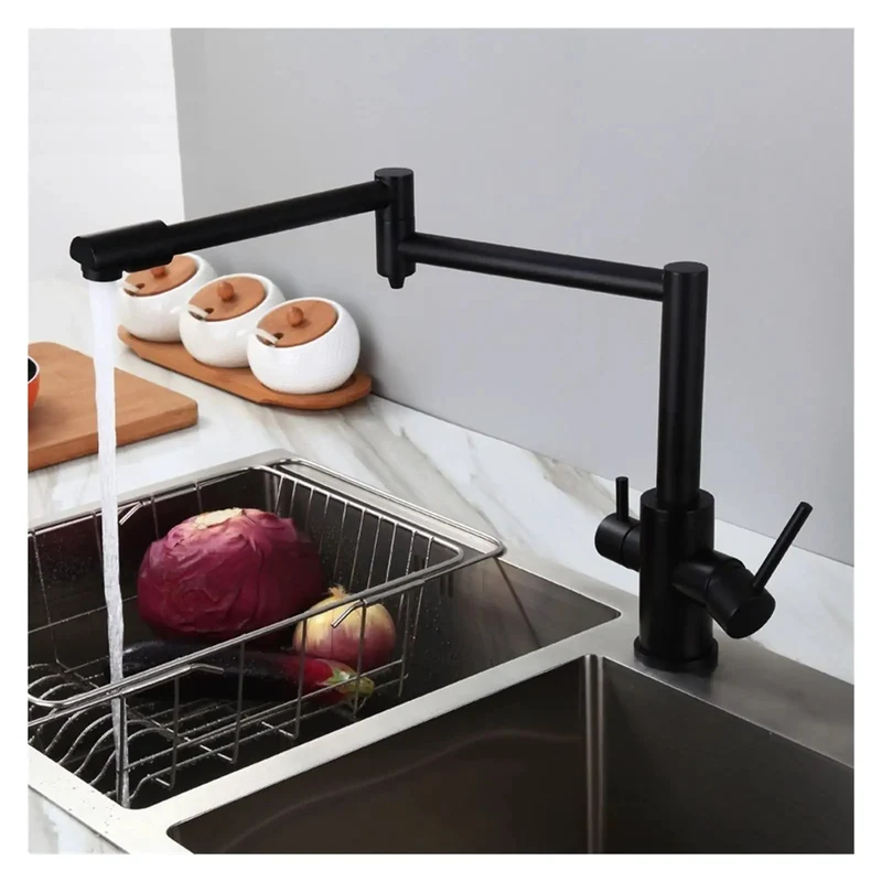 High Arc Kitchen Sink Faucet In Brushed Brass With Retractable Pull Down Sprayer And Three Way Filtered Hot Cold Mixer Space Savvy Design That Slaps It Clean Whenever You Need It Most