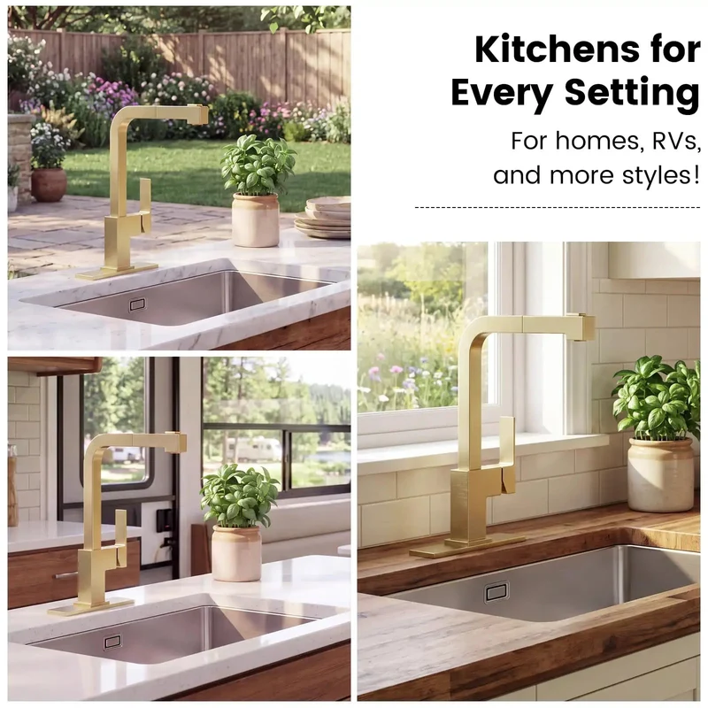Slick Gold High Arc Kitchen Faucet With Pull Down Sprayer And Dual Stream Modes For No Fuss Sink Cleaning And Serious Knockout Performance