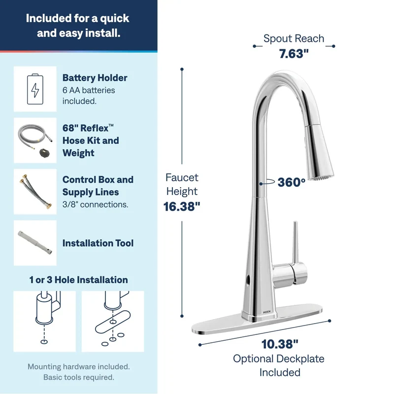 Slick Pulldown Kitchen Faucet In Chrome With Hands Free Sensor Activation And Hella Strong Spray Power Plus Reflex Smooth Retracting Dock For Total Sink Setup