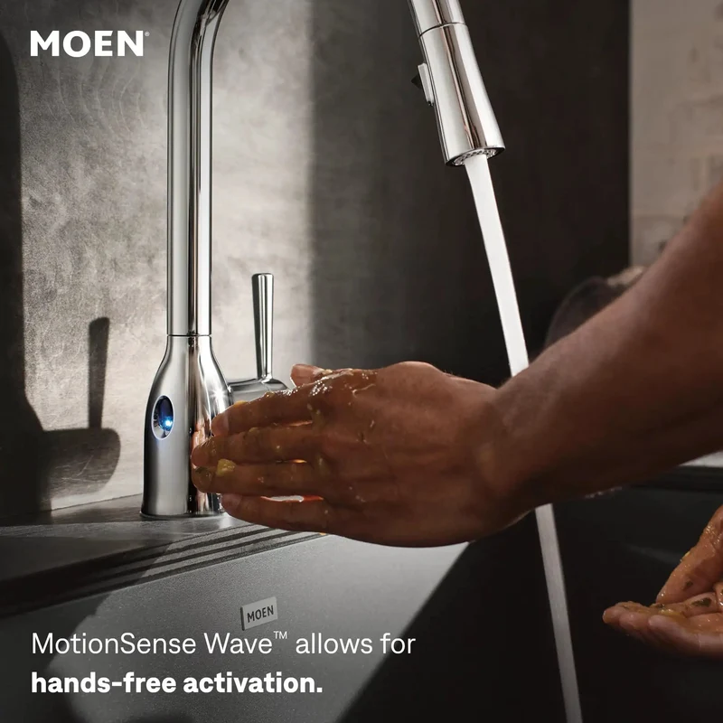 Slick Pulldown Kitchen Faucet In Chrome With Hands Free Sensor Activation And Hella Strong Spray Power Plus Reflex Smooth Retracting Dock For Total Sink Setup