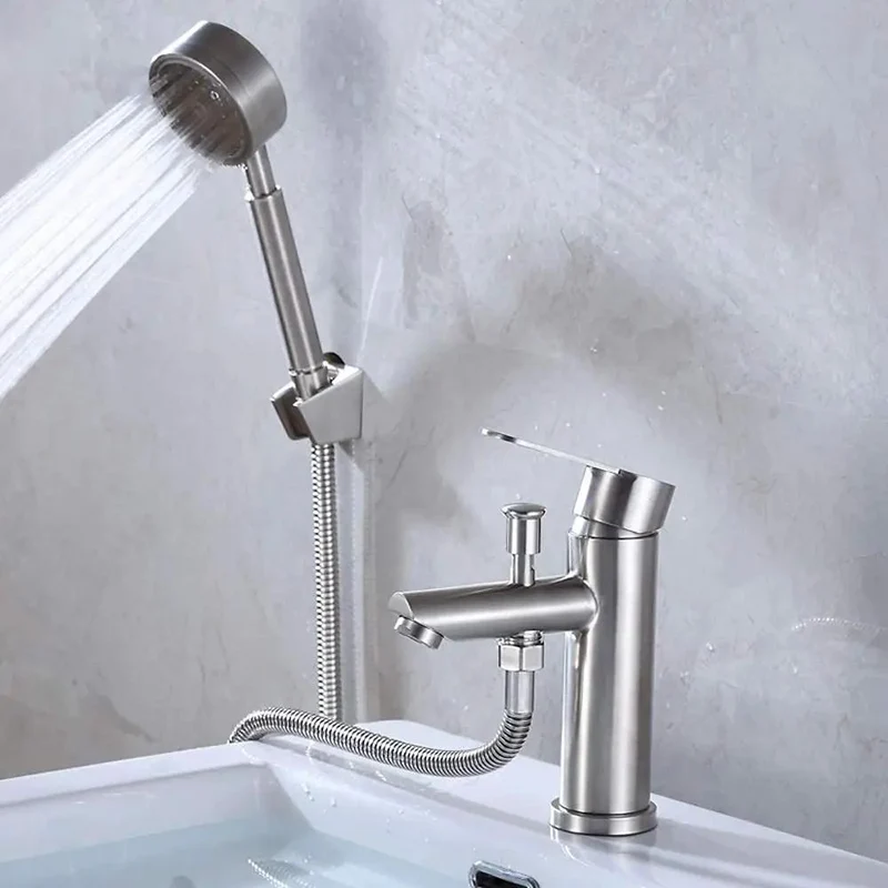 Top Shelf 304 Stainless Steel Dual Handle Kitchen Sink Faucet Featuring Independent Hot And Cold Controls With A Slick Pull Down Sprayer For Zero Drama Daily Dishwashing Tasks