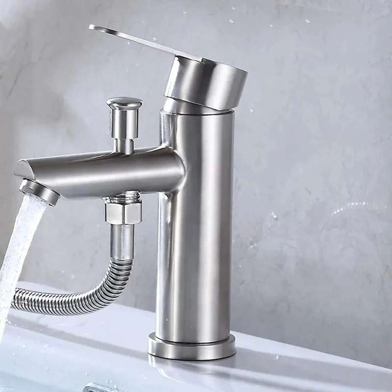 Top Shelf 304 Stainless Steel Dual Handle Kitchen Sink Faucet Featuring Independent Hot And Cold Controls With A Slick Pull Down Sprayer For Zero Drama Daily Dishwashing Tasks
