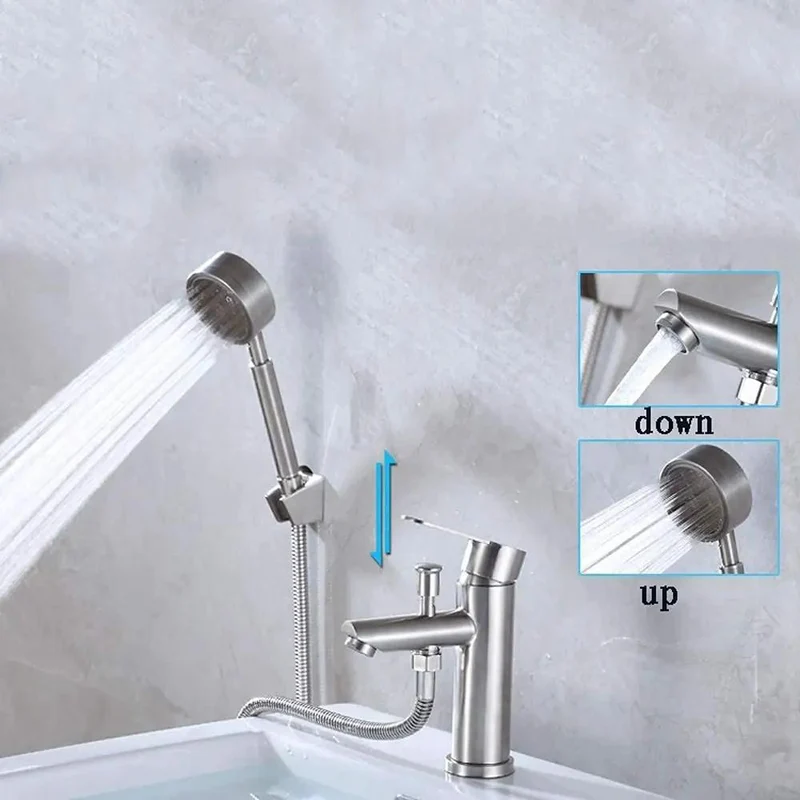 Top Shelf 304 Stainless Steel Dual Handle Kitchen Sink Faucet Featuring Independent Hot And Cold Controls With A Slick Pull Down Sprayer For Zero Drama Daily Dishwashing Tasks