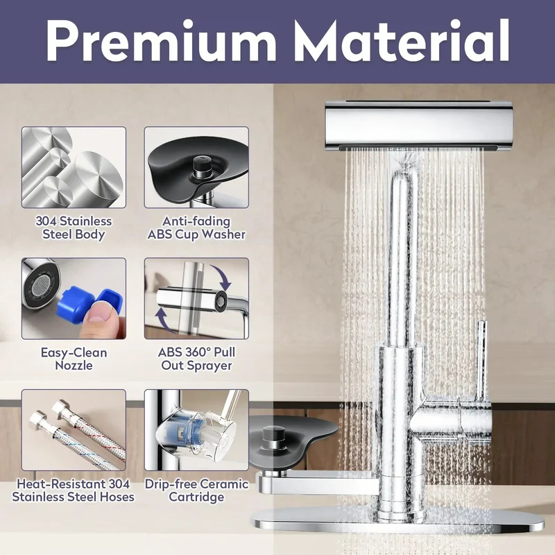 Heavy Duty Chrome Kitchen Faucet With Single Hole Pull Down Sprayer And Built In Cup Washer For No Hassle Daily Grind And A Slick Modern Sink Upgrade That Seriously Elevates Your Counter Game