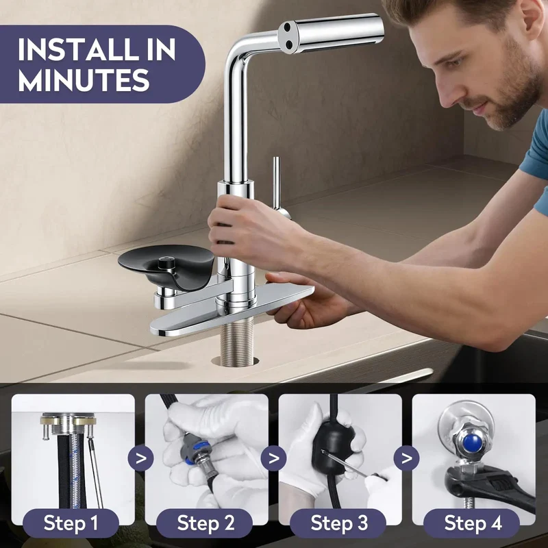 Heavy Duty Chrome Kitchen Faucet With Single Hole Pull Down Sprayer And Built In Cup Washer For No Hassle Daily Grind And A Slick Modern Sink Upgrade That Seriously Elevates Your Counter Game