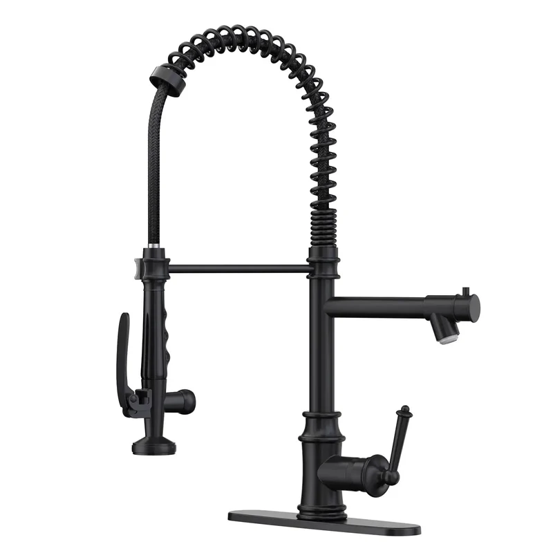 No Sweat Heavy Duty Matte Black Commercial Kitchen Faucet With Pull Down Sprayer Delivers Smooth Stream And High Pressure Spray For Quick Sink Cleanup And Everyday Durability