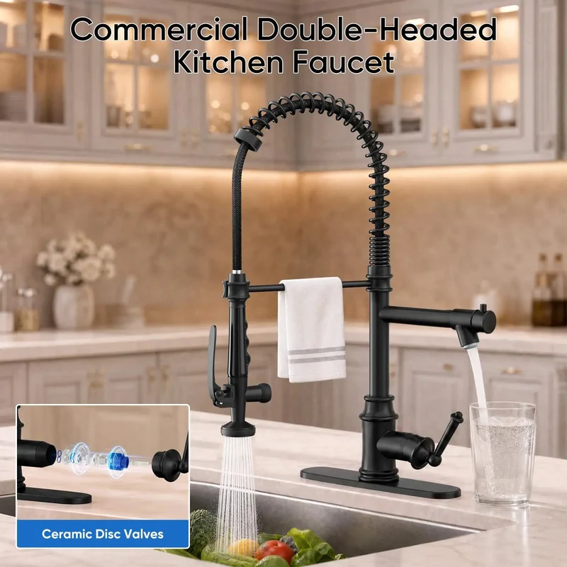 No Sweat Heavy Duty Matte Black Commercial Kitchen Faucet With Pull Down Sprayer Delivers Smooth Stream And High Pressure Spray For Quick Sink Cleanup And Everyday Durability