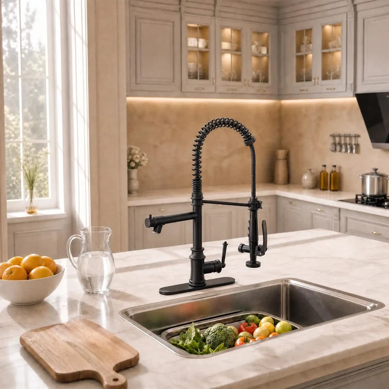 No Sweat Heavy Duty Matte Black Commercial Kitchen Faucet With Pull Down Sprayer Delivers Smooth Stream And High Pressure Spray For Quick Sink Cleanup And Everyday Durability