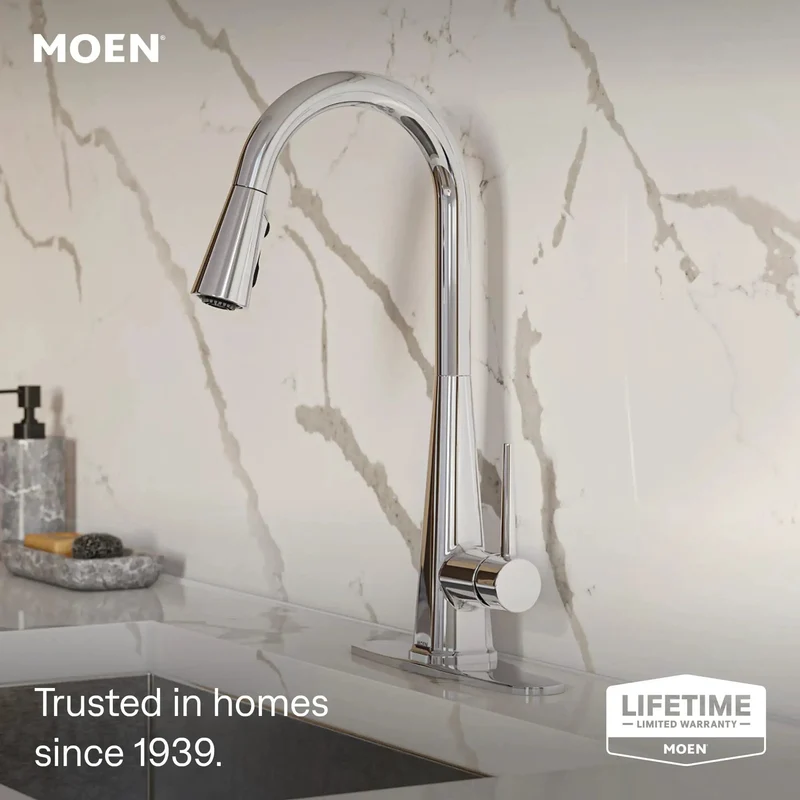 Heavy Hitter Pull Down Kitchen Faucet In Slick Chrome Finish Equipped With Power Boost Spray Switch And Reflex Smooth Operator Retractor That Handles Tough Kitchen Grime Without Breaking A Sweat