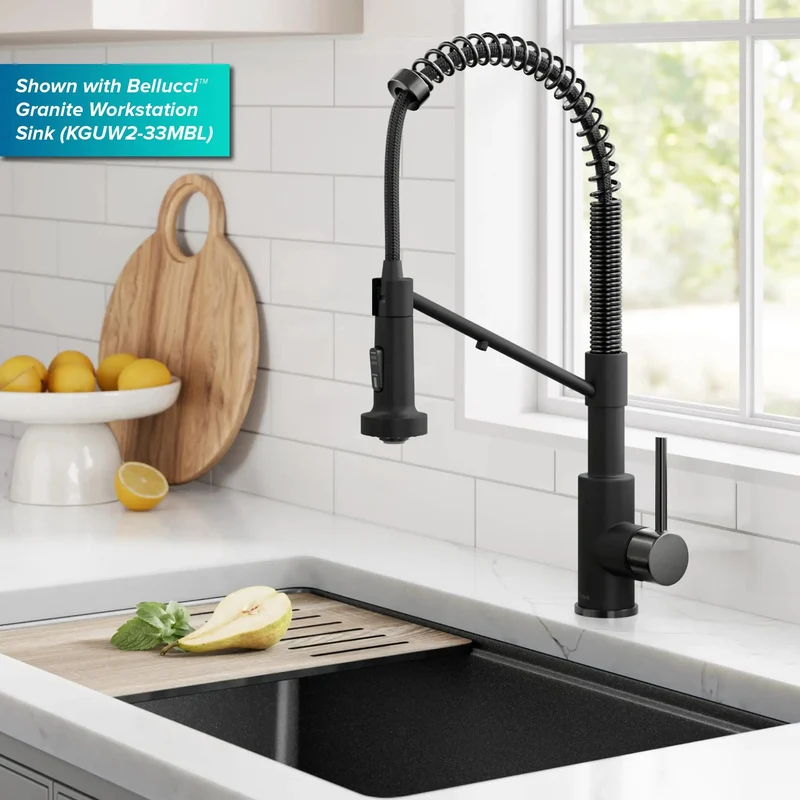 Slick 2 In 1 Pull Down Kitchen Faucet With Integrated Water Filter Tap For Reverse Osmosis Systems In Matte Black Spot Free Finish And No Sweat Swivel Operation For Hassle Free Drinking Water Access