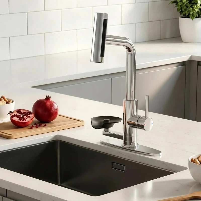 Slick Waterfall Kitchen Faucet With Pull Down Sprayer And Integrated Glass Rinser Offering Hella Smooth Flow Premium Brushed Nickel Finish For Everyday Washing And Serious Kitchen Game Vibes