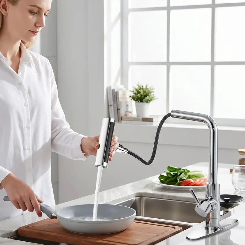 Slick Waterfall Kitchen Faucet With Pull Down Sprayer And Integrated Glass Rinser Offering Hella Smooth Flow Premium Brushed Nickel Finish For Everyday Washing And Serious Kitchen Game Vibes