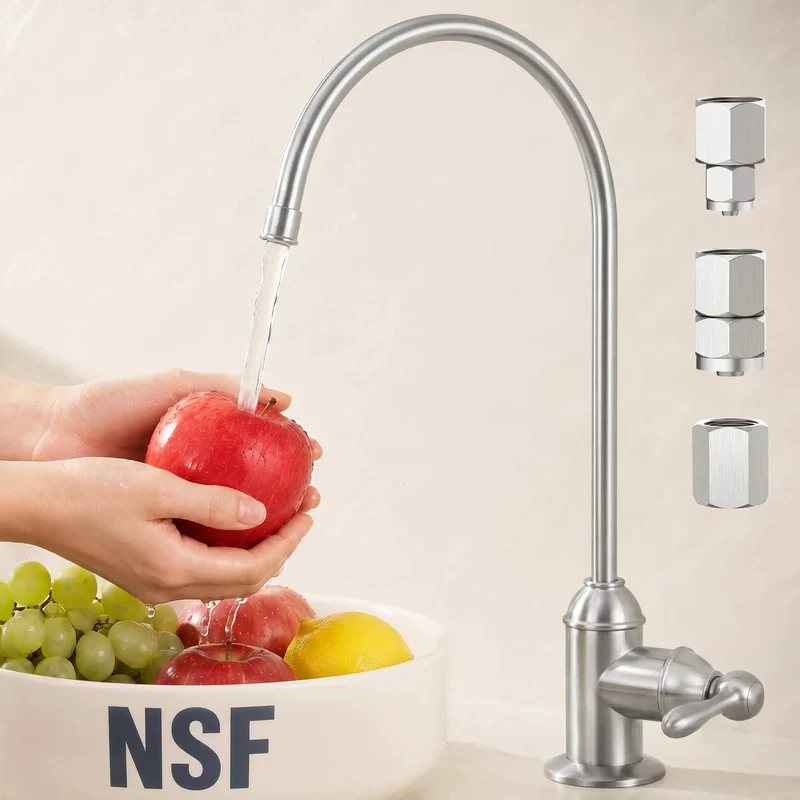 Straight Up Nsf Certified All Metal Drinking Water Faucet With Lead Free Stainless Steel Build And Non Plastic Connector For Zero Contamination And Leak Proof Operation On Every Home R O Setup Today