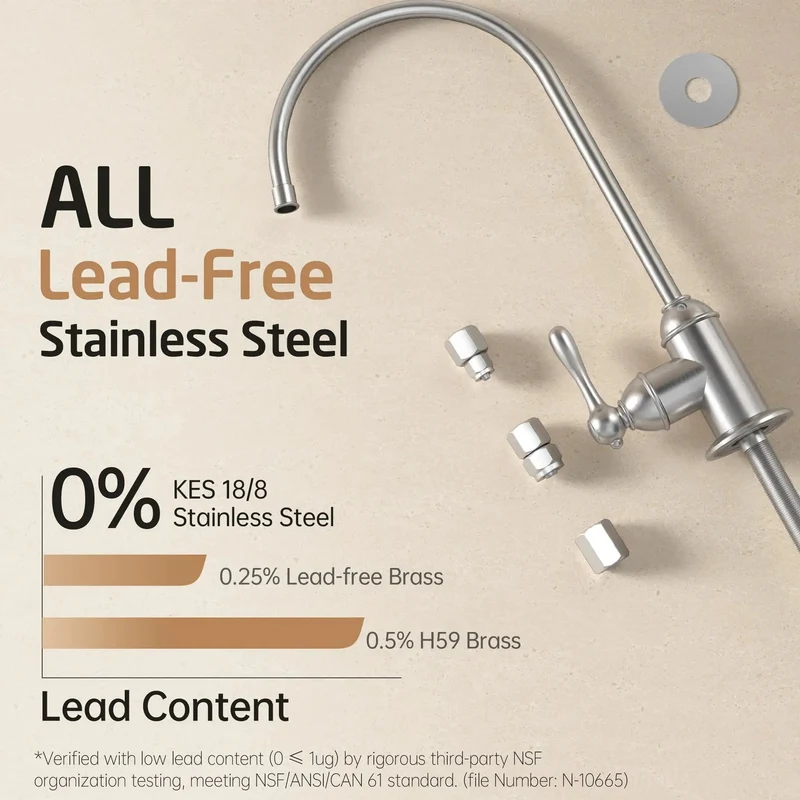Straight Up Nsf Certified All Metal Drinking Water Faucet With Lead Free Stainless Steel Build And Non Plastic Connector For Zero Contamination And Leak Proof Operation On Every Home R O Setup Today