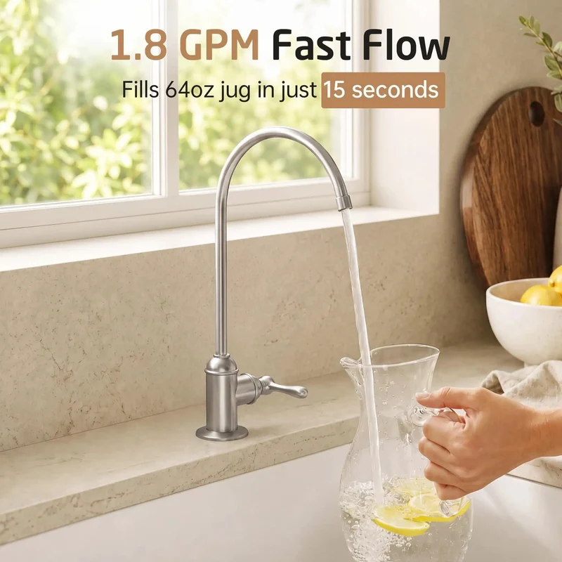 Straight Up Nsf Certified All Metal Drinking Water Faucet With Lead Free Stainless Steel Build And Non Plastic Connector For Zero Contamination And Leak Proof Operation On Every Home R O Setup Today