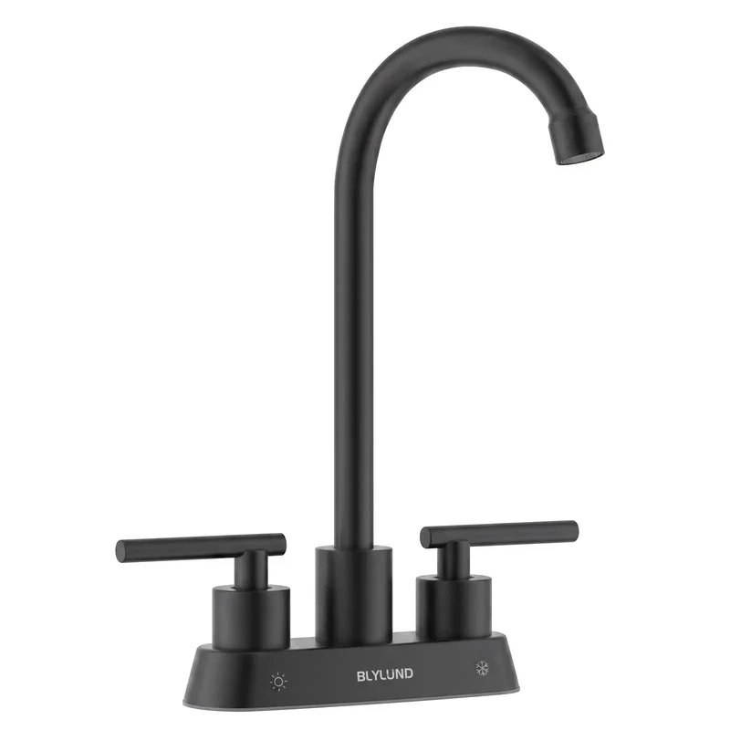 Commercial Grade Two Hole Bar Sink Faucet Premium Matte Black Stainless Steel Body Built Like A Tank Against Rust And Fingerprint Smudges Slick Operation And No Sweat Cleanup Delivers Top Tier Performance For Every Man Cave Bar