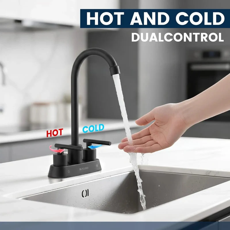 Commercial Grade Two Hole Bar Sink Faucet Premium Matte Black Stainless Steel Body Built Like A Tank Against Rust And Fingerprint Smudges Slick Operation And No Sweat Cleanup Delivers Top Tier Performance For Every Man Cave Bar