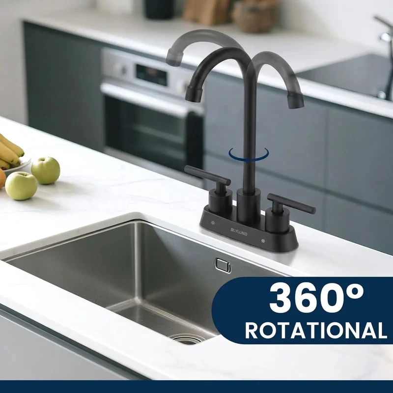 Commercial Grade Two Hole Bar Sink Faucet Premium Matte Black Stainless Steel Body Built Like A Tank Against Rust And Fingerprint Smudges Slick Operation And No Sweat Cleanup Delivers Top Tier Performance For Every Man Cave Bar