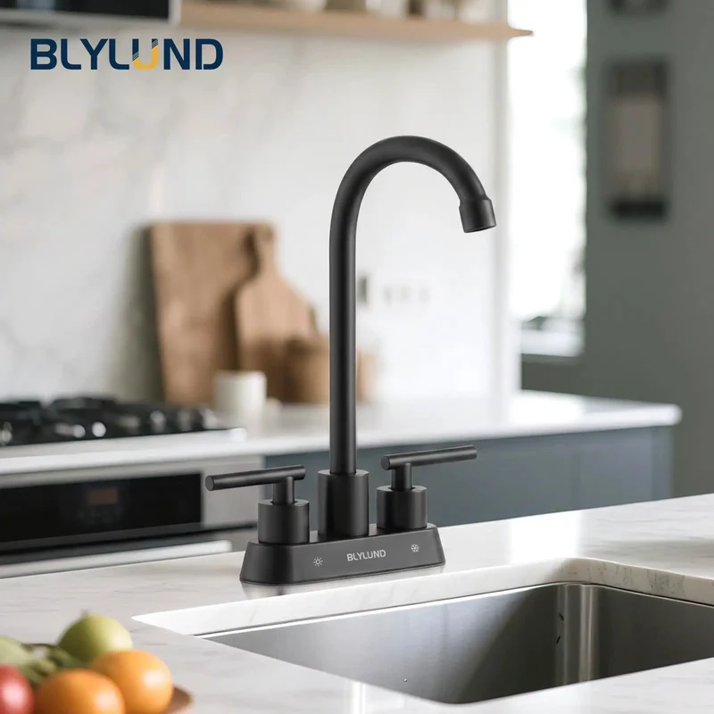 Commercial Grade Two Hole Bar Sink Faucet Premium Matte Black Stainless Steel Body Built Like A Tank Against Rust And Fingerprint Smudges Slick Operation And No Sweat Cleanup Delivers Top Tier Performance For Every Man Cave Bar