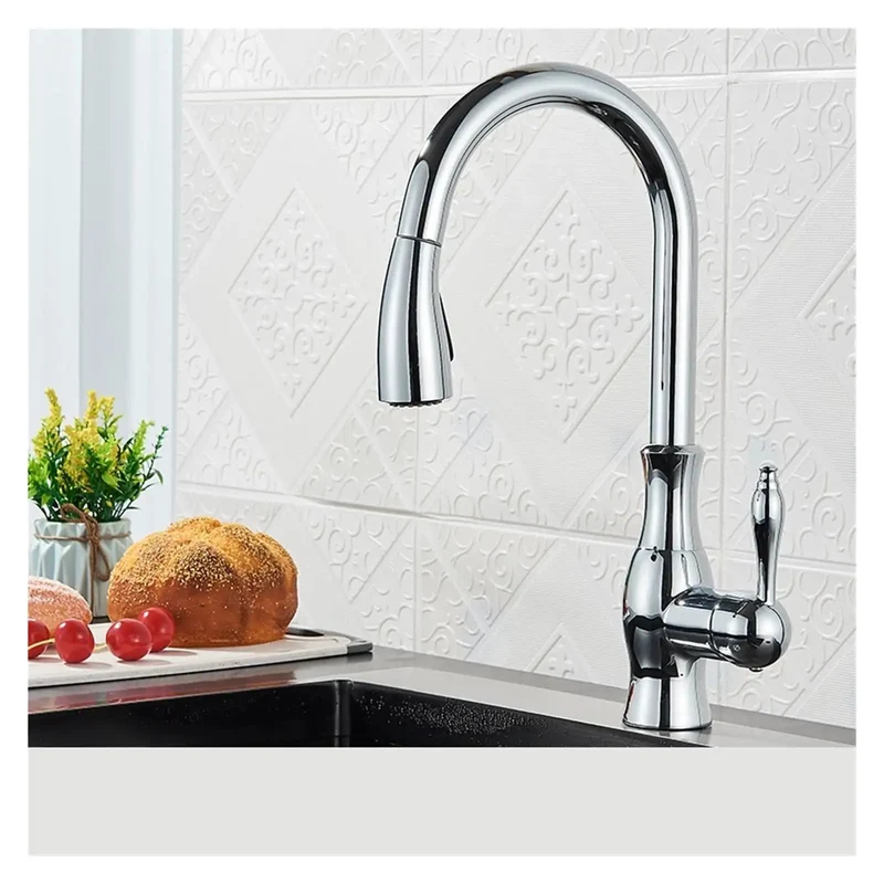 Sleek Heavy Duty Pull Down Kitchen Faucet With 360 Swivel Spout And Single Handle Lever Control For Modern Sink Upgrade Durable Chrome And Matte Black Finish Hassle Free Install Mixer Tap