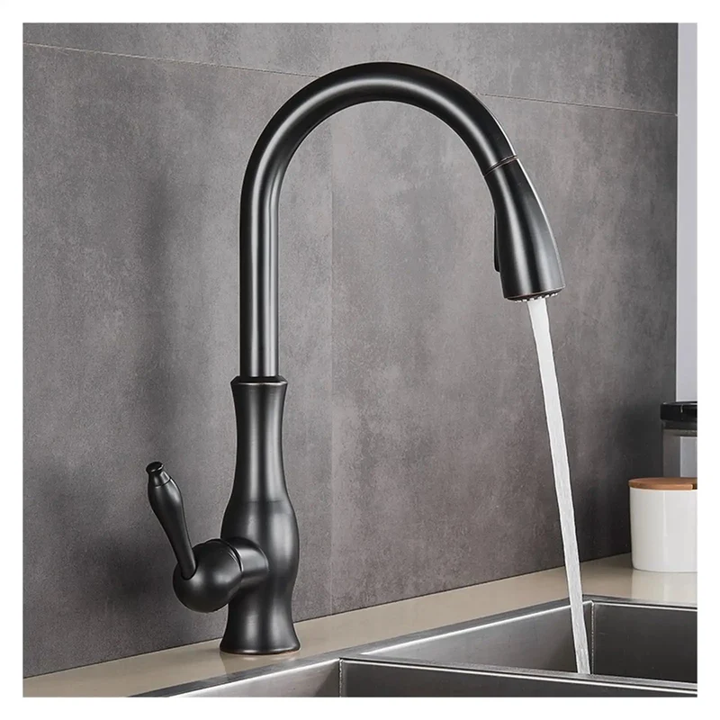 Sleek Heavy Duty Pull Down Kitchen Faucet With 360 Swivel Spout And Single Handle Lever Control For Modern Sink Upgrade Durable Chrome And Matte Black Finish Hassle Free Install Mixer Tap