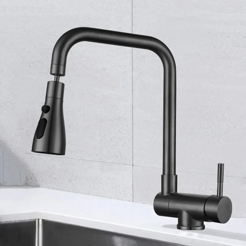 Sleek Heavy Duty Foldable Kitchen Faucet With Three Spray Modes And Swiveling Spout No Fuss Single Hole Mount Collapsing Sink Mixer Tap For Tight Window Spaces Built Tough One Lever Handle