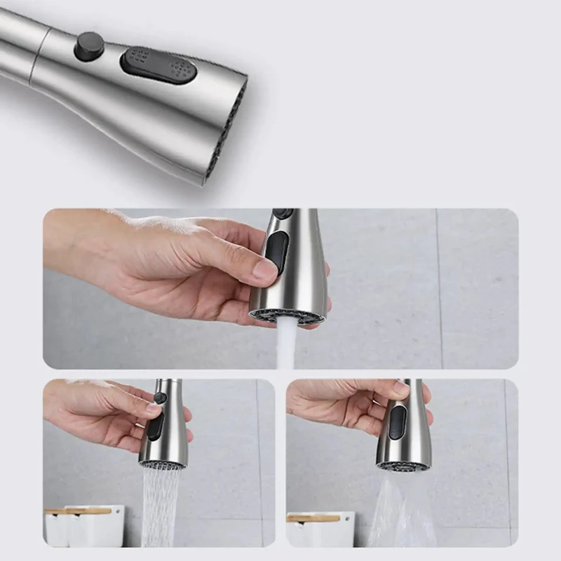 Sleek Heavy Duty Foldable Kitchen Faucet With Three Spray Modes And Swiveling Spout No Fuss Single Hole Mount Collapsing Sink Mixer Tap For Tight Window Spaces Built Tough One Lever Handle