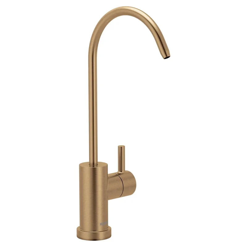 High Arc Beverage Faucet With Single Handle In Warm Bronzed Gold Finish For Modern Kitchen And Bar Sink Upgrades Featuring Solid Brass Construction And A Smooth Straight Pour That Runs Legit To Instantly Elevate Your Countertop Setup