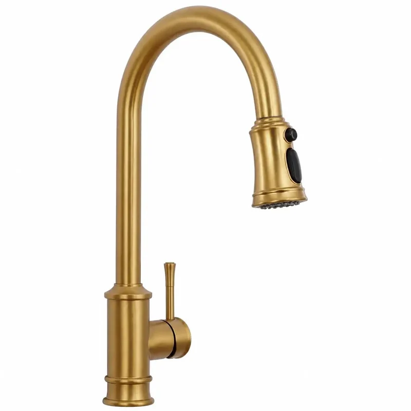 Gold Brushed Nickel Kitchen Faucet with Pull Down Sprayer and 3-Mode Spray Options to Give Your Kitchen Sink a Total Glow Up and Rock Solid Durable Performance for All Your Cooking Needs